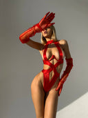 Kırmızı Transparan Detaylı Body