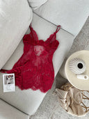 İsabella bordo Transparan Dantel Babydoll – Zarif ve Romantik İç Giyim Tasarımı