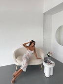 Beyaz Dantel Gecelik – Tanga Hediyeli 2 Parça Şık ve Romantik Lingerie Set
