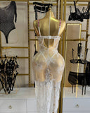 Beyaz Dantel Gecelik – Tanga Hediyeli 2 Parça Şık ve Romantik Lingerie Set