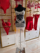 Aleksandra Ekru Brode Detaylı Uzun Elbise – Zarif ve Romantik Transparan Tasarım