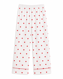 %100 Pamuk Kalp Desenli Kadın Pijama Takımı Kısa Kollu