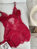 İsabella bordo Transparan Dantel Babydoll – Zarif ve Romantik İç Giyim Tasarımı