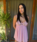 Tanga Hediyeli Flovers Babydoll – Zarif ve Seksi Gecelik Seti