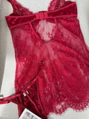 İsabella bordo Transparan Dantel Babydoll – Zarif ve Romantik İç Giyim Tasarımı