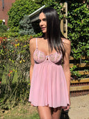 Tanga Hediyeli Flovers Babydoll – Zarif ve Seksi Gecelik Seti