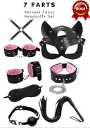 🖤 Red & Black 7 Parça Bondage Master Set – Maske, Kelepçe, Ağız Topu, Tasma & Flogger (Gizli Gönderim)