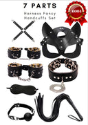 🖤 Red & Black 7 Parça Bondage Master Set – Maske, Kelepçe, Ağız Topu, Tasma & Flogger (Gizli Gönderim)