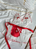 Nurse 3 Parça Hemşire Kostümü – Transparan Mini Etek & Dantel Önlük Detaylı Set