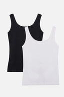 2’li Ekonomik Paket Kalın Askılı Atlet Seti – Siyah & Beyaz Pamuklu Kadın Atlet Takımı