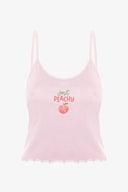 Kadın Şeftali Desenli Şort Takımı – Just Peachy İp Askılı Pijama Seti Pembe