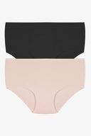 2’li Ekonomik Paket Dikişsiz Kadın Külot Seti – Siyah & Ten Rengi Lazer Kesim Slip Külot