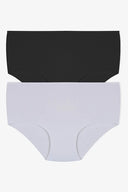 2’li Ekonomik Paket Dikişsiz Kadın Külot Seti – Siyah & Beyaz Lazer Kesim Slip Külot