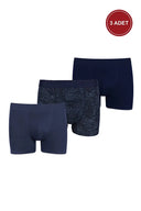 3’lü Paket Erkek Boxer Seti Lacivert Desenli Premium Seri