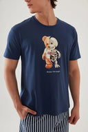 Erkek Şortlu Pijama Takımı – Lacivert Ayıcık Baskılı Yazlık Rahat Ev Giyim Alt Üst Set