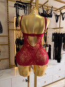 İsabella bordo Transparan Dantel Babydoll – Zarif ve Romantik İç Giyim Tasarımı