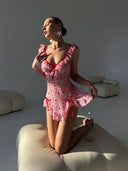 Kalp Desenli Pembe Babydoll – Tanga Hediyeli Zarif ve Seksi Set