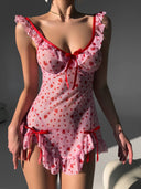 Kalp Desenli Pembe Babydoll – Tanga Hediyeli Zarif ve Seksi Set