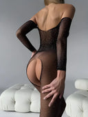 Taş Detaylı Transparan Vücut Çorabı – Şık ve Cesur Özel Tasarım