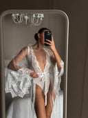 Secret Bride - Dantelli Gelin Tül Sabahlık & Body seti