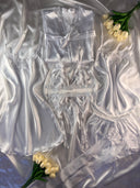 Elegant 10 Parça Ekru İpek Saten Set – Özel Kutulu & Jartiyer Hediyeli Lüks Paket