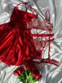 Madame Mercy Heart Love Kırmızı Dantel Jartiyer Seti – Hediyeli, Gizli Gönderim & Hızlı Teslimat