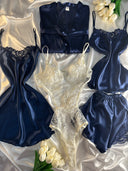 Elsa Floral 6 Parça İpek Saten Set – Özel Kutulu ve Bodysuit Hediyeli Lüks Paket