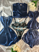 Elsa Floral 7 Parça İpek Saten Set – Özel Kutulu & Bralette Hediyeli Lüks Paket