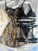 Leopar Balenli Göğüs Kaldıran Set – Ayarlanabilir Yumuşak Esnek & Jartiyer Hediyeli