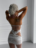 Aleksandra Ekru Brode Detaylı Uzun Elbise – Zarif ve Romantik Transparan Tasarım